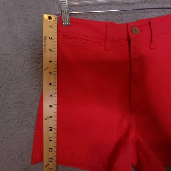 Madewell‎ Womens Chino Shorts Red Stretch Mid Rise Zip 24 New - Picture 7 of 11